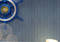 지중해 작풍 현대 줄무늬 벽지, 텔레비젼 배경을 위한 파랑 비 길쌈된 벽지