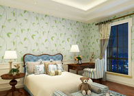 호텔 침실 백색 녹색에 Breathable 아시아 작풍 벽지는 본을 떠납니다