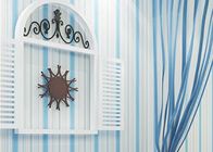 돋을새김된 아이 침실 벽지, 비닐 파란과 백색 줄무늬 벽지
