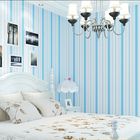 돋을새김된 아이 침실 벽지, 비닐 파란과 백색 줄무늬 벽지