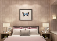 침실을 위한 방습 돋을새김된 비닐 벽지 분홍색 격자 무늬 본